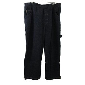 Marquis Men Carpenter Fleece Sweatpants Size Large Heavy Blue Denim Multi-Pocket